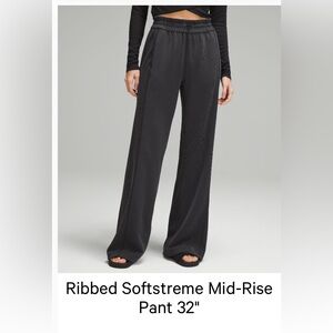 Lululemon Ribbed Softstreme Mid-Rise Pant 32” Black 12
